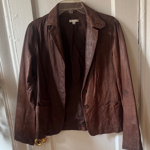Vince Brown Leather Jacket - Picture 1 of 3